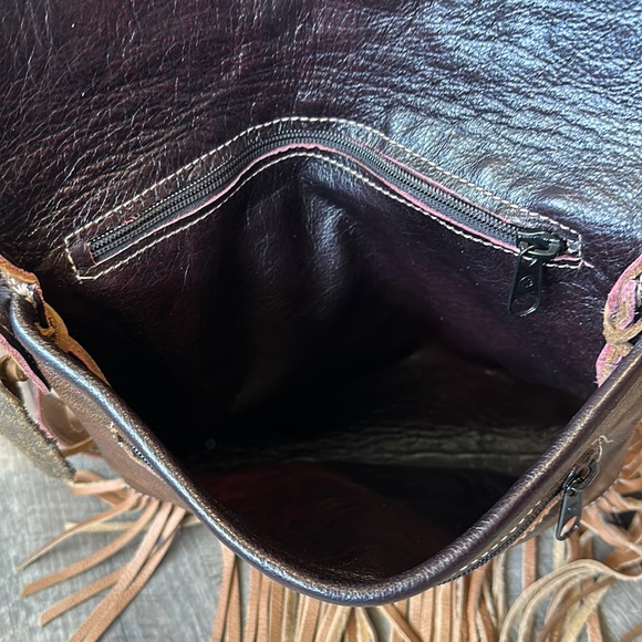 Loriano Tolaini Handmade Leather Boho Bag with Fringe and Embellishments - Picture 13 of 17